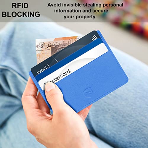 ALLEN & MATE Leather Card Holder Slim Wallet, Minimalist Wallet Credit Card Holder for Men, Women - Holds up to 6 Cards and Bank Notes, with Gift Box