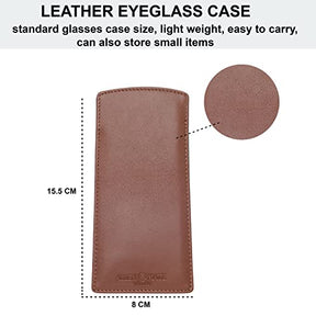 ALLEN & MATE Real Leather Reading Glasses Case Slim Soft Spectacles Pouch Sleeve with Glass Cleaning Cloth
