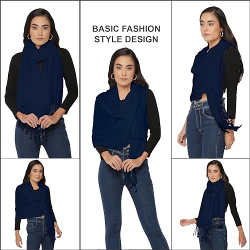 ALLEN & MATE Handcrafted Soft Pashmina Shawl Scarf Wrap Stole for Women in Solid Colors