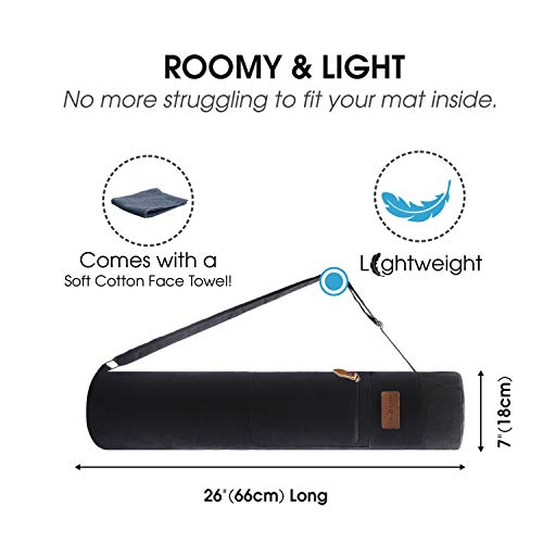 ALLEN & MATE Yoga Mat Bag and Carriers for Women and Men with Face Towel - Portable Multifunction Storage Pockets Canvas Yoga Bags