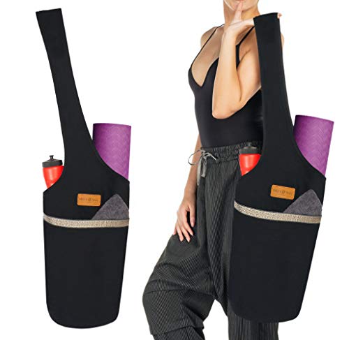 ALLEN & MATE Large Yoga Mat Bag with Side Pocket and Zipper Pocket, Fit Most Size Mats
