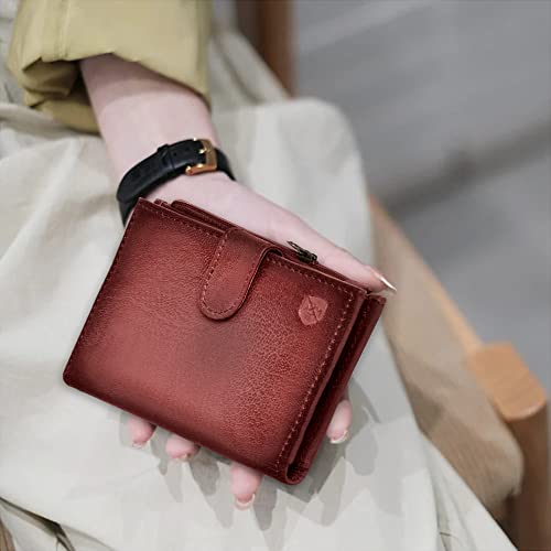 ALLEN & MATE Leather Card Holder Slim Wallet with Zip Coin Pocket, RFID Blocking Minimalist Wallet Credit Card Holder, Holds up to 7 Cards and Bank Notes, with Gift Box