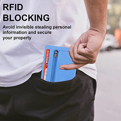 ALLEN & MATE Leather Card Holder Slim Wallet, RFID Blocking Minimalist Wallet Credit Card Holder, Holds Cards and Bank Notes