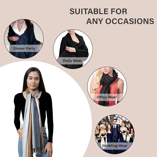 ALLEN & MATE Handcrafted Soft Pashmina Shawl Scarf Wrap Stole for Women in Solid Colors