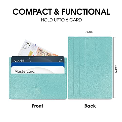 ALLEN & MATE Leather Card Holder Slim Wallet, Minimalist Wallet Credit Card Holder for Men, Women - Holds up to 6 Cards and Bank Notes, with Gift Box