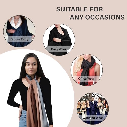 ALLEN & MATE Handcrafted Soft Pashmina Shawl Scarf Wrap Stole for Women in Solid Colors