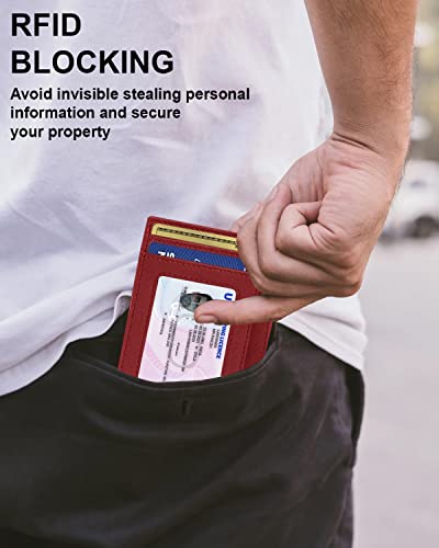 ALLEN & MATE Leather Card Holder Slim Wallet, RFID Blocking Minimalist Wallet Credit Card Holder, Holds Cards and Bank Notes