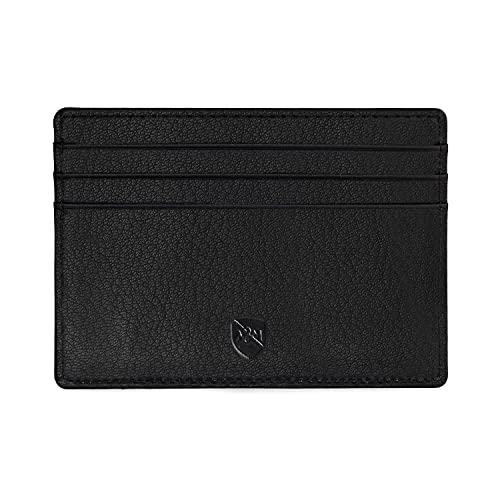 ALLEN & MATE Leather Card Holder Slim Wallet, Minimalist Wallet Credit Card Holder for Men, Women - Holds up to 6 Cards and Bank Notes, with Gift Box