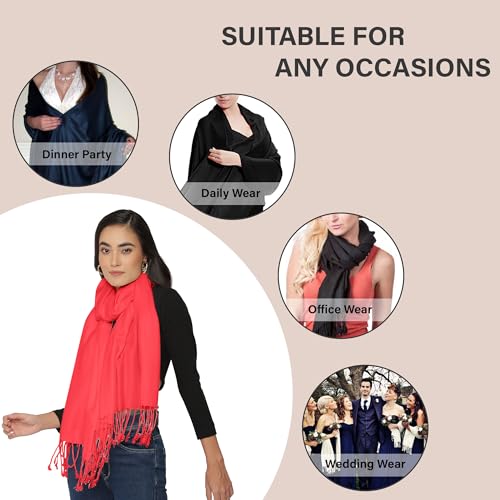 ALLEN & MATE Handcrafted Soft Pashmina Shawl Scarf Wrap Stole for Women in Solid Colors