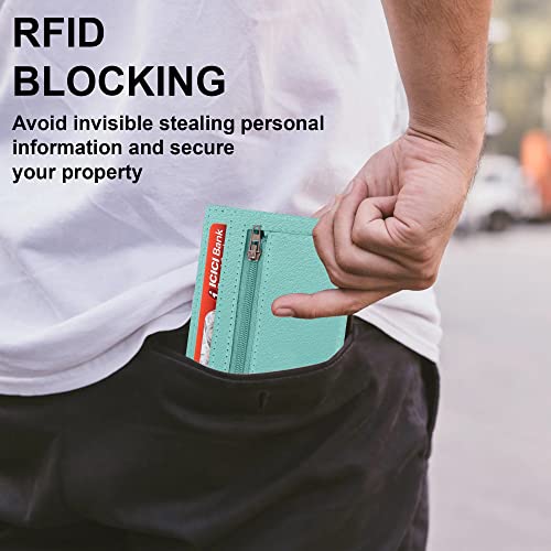 ALLEN & MATE Leather Card Holder Slim Wallet, RFID Blocking Minimalist Wallet Credit Card Holder, Holds Cards and Bank Notes
