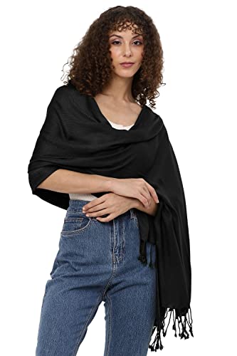 ALLEN & MATE Handcrafted Soft Pashmina Shawl Scarf Wrap Stole for Women in Solid Colors