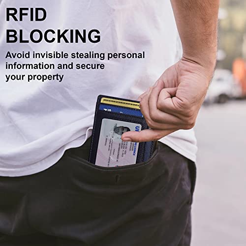 ALLEN & MATE Leather Card Holder Slim Wallet, RFID Blocking Minimalist Wallet Credit Card Holder, Holds Cards and Bank Notes