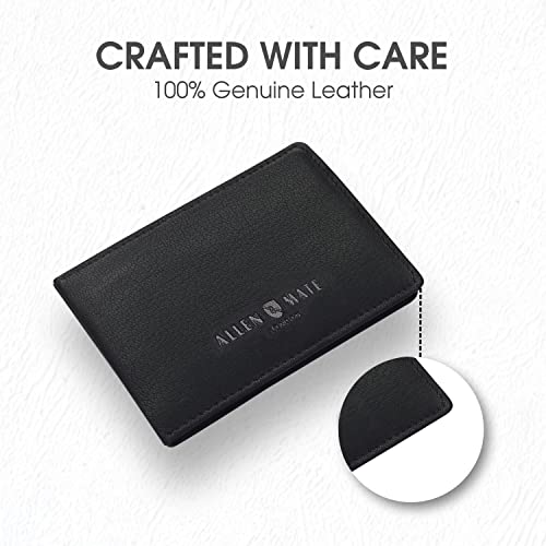 ALLEN & MATE Genuine Leather Bus Pass Travel Card Holder/Driving License Oyster, Minimalist Wallet Credit Card Holder