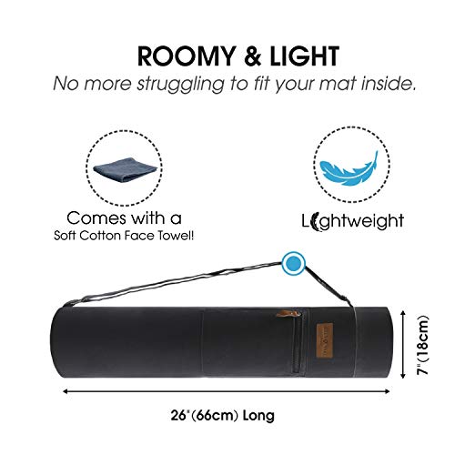 ALLEN & MATE Yoga Mat Bag and Carriers for Women and Men with Face Towel - Portable Multifunction Storage Pockets Canvas Yoga Bags