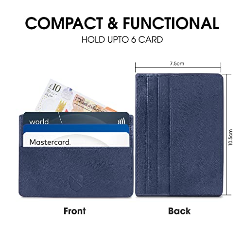 ALLEN & MATE Leather Card Holder Slim Wallet, Minimalist Wallet Credit Card Holder for Men, Women - Holds up to 6 Cards and Bank Notes, with Gift Box
