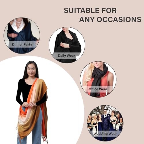 ALLEN & MATE Handcrafted Soft Pashmina Shawl Scarf Wrap Stole for Women in Solid Colors