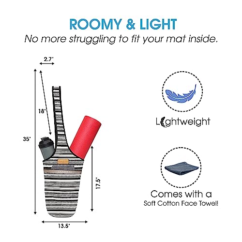 ALLEN & MATE Large Yoga Mat Bag with Side Pocket and Zipper Pocket, Fit Most Size Mats