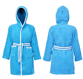 ALLEN & MATE Dressing Gown Kids, 100% Cotton Bathrobes with Hoodie and Pockets, Terry Towel Dressing Gown for Girls, Boys 3-12 Years