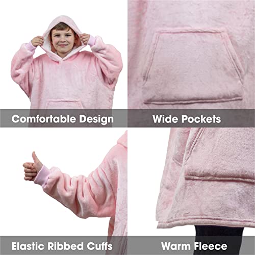 ALLEN & MATE Hoodie Blanket for Kids Adults, Oversized Blanket Hoodie, Warm Dressing Gown, Soft Fleece Hooded Robe, Gifts for Boys Girls Teens Adults