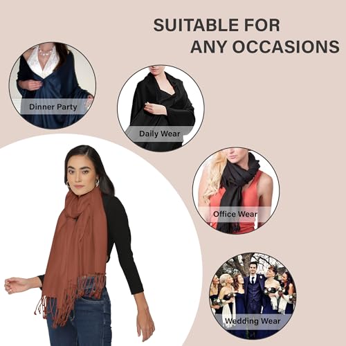 ALLEN & MATE Handcrafted Soft Pashmina Shawl Scarf Wrap Stole for Women in Solid Colors