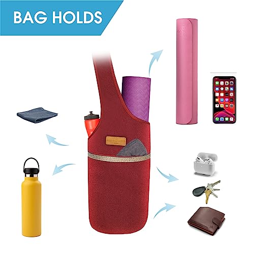 ALLEN & MATE Large Yoga Mat Bag with Side Pocket and Zipper Pocket, Fit Most Size Mats