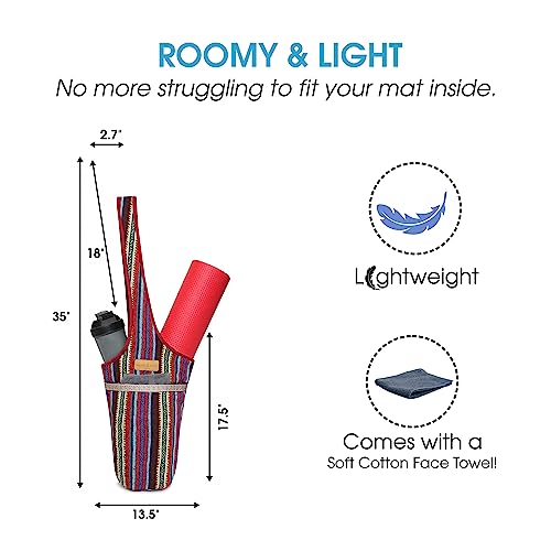 ALLEN & MATE Large Yoga Mat Bag with Side Pocket and Zipper Pocket, Fit Most Size Mats