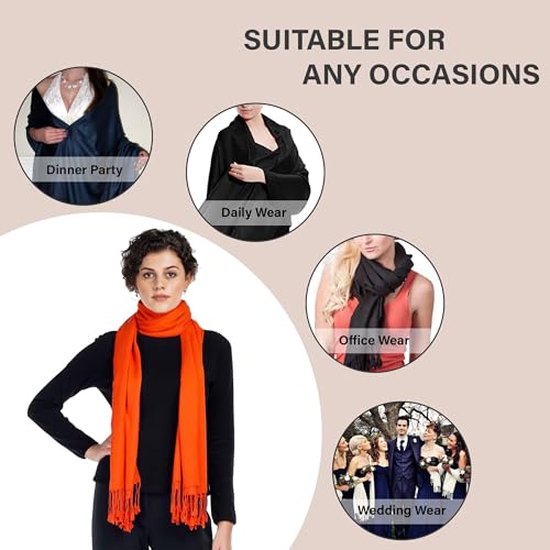 ALLEN & MATE Handcrafted Soft Pashmina Shawl Scarf Wrap Stole for Women in Solid Colors