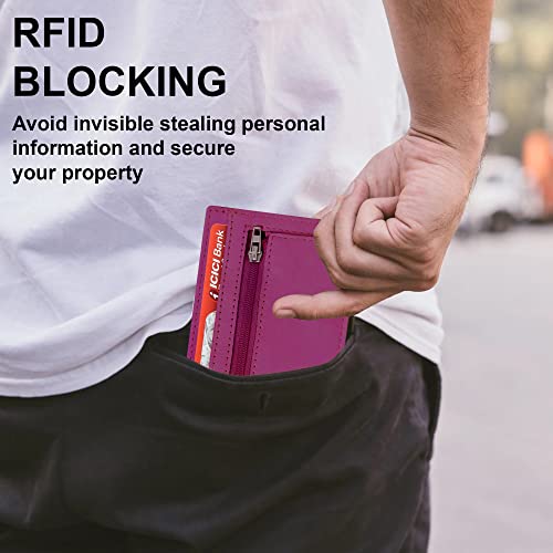 ALLEN & MATE Leather Card Holder Slim Wallet, RFID Blocking Minimalist Wallet Credit Card Holder, Holds Cards and Bank Notes