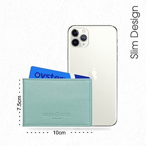 ALLEN & MATE Genuine Leather Bus Pass Travel Card Holder/Driving License Oyster, Minimalist Wallet Credit Card Holder