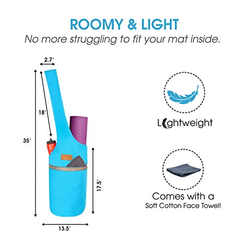 ALLEN & MATE Large Yoga Mat Bag with Side Pocket and Zipper Pocket, Fit Most Size Mats