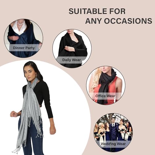 ALLEN & MATE Handcrafted Soft Pashmina Shawl Scarf Wrap Stole for Women in Solid Colors