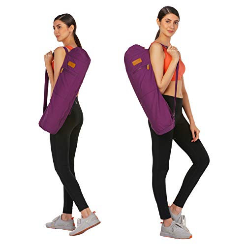 ALLEN & MATE Yoga Mat Bag and Carriers for Women and Men with Face Towel - Portable Multifunction Storage Pockets Canvas Yoga Bags