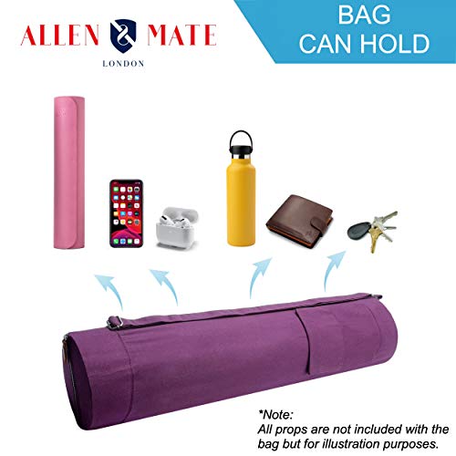 ALLEN & MATE Yoga Mat Bag and Carriers for Women and Men with Face Towel - Portable Multifunction Storage Pockets Canvas Yoga Bags