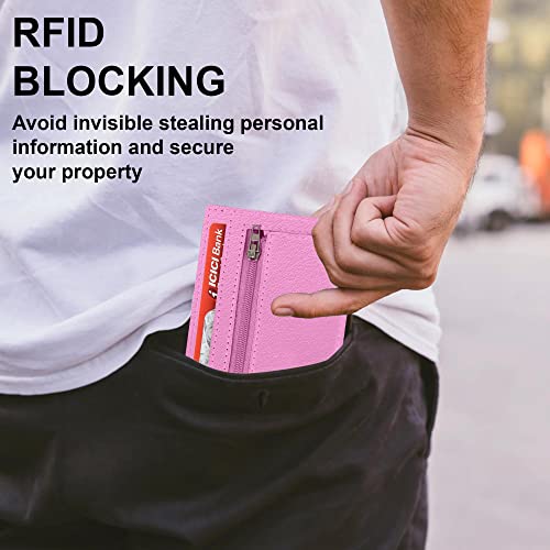 ALLEN & MATE Leather Card Holder Slim Wallet, RFID Blocking Minimalist Wallet Credit Card Holder, Holds Cards and Bank Notes