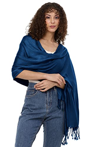 ALLEN & MATE Handcrafted Soft Pashmina Shawl Scarf Wrap Stole for Women in Solid Colors