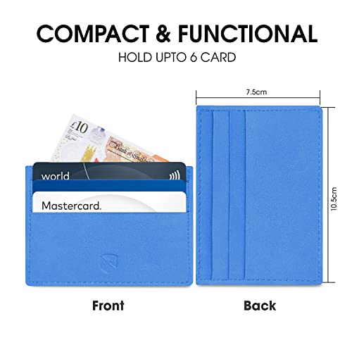 ALLEN & MATE Leather Card Holder Slim Wallet, Minimalist Wallet Credit Card Holder for Men, Women - Holds up to 6 Cards and Bank Notes, with Gift Box