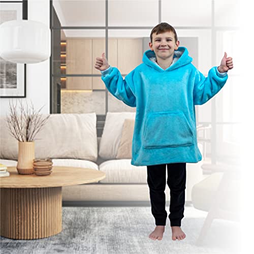 ALLEN & MATE Hoodie Blanket for Kids Adults, Oversized Blanket Hoodie, Warm Dressing Gown, Soft Fleece Hooded Robe, Gifts for Boys Girls Teens Adults