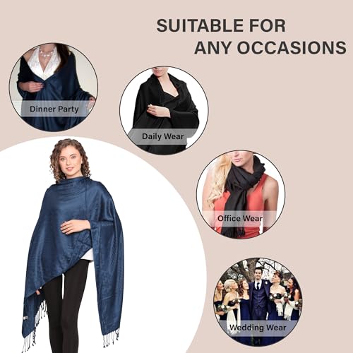 ALLEN & MATE Handcrafted Soft Pashmina Shawl Scarf Wrap Stole for Women in Solid Colors