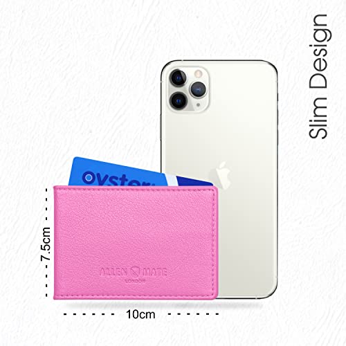 ALLEN & MATE Genuine Leather Bus Pass Travel Card Holder/Driving License Oyster, Minimalist Wallet Credit Card Holder