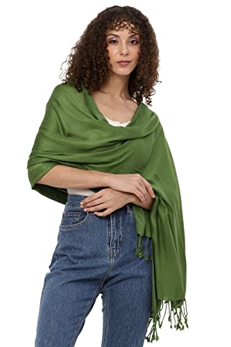 ALLEN & MATE Handcrafted Soft Pashmina Shawl Scarf Wrap Stole for Women in Solid Colors