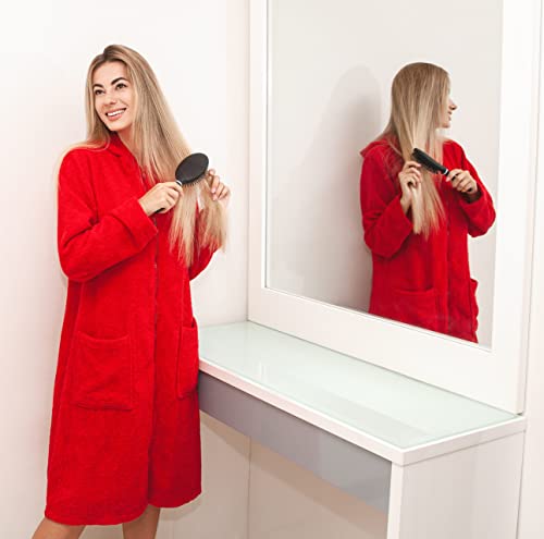 ALLEN & MATE Ladies 100% Cotton Towelling Bathrobe Dressing Gown, Bath Towel for Ladies With Zip, Womens Hooded Dressing Gowns