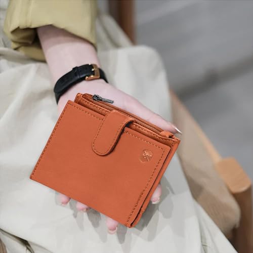 ALLEN & MATE Leather Card Holder Slim Wallet with Zip Coin Pocket, RFID Blocking Minimalist Wallet Credit Card Holder, Holds up to 7 Cards and Bank Notes, with Gift Box