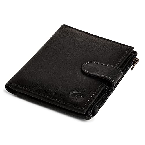ALLEN & MATE Leather Card Holder Slim Wallet with Zip Coin Pocket, RFID Blocking Minimalist Wallet Credit Card Holder, Holds up to 7 Cards and Bank Notes, with Gift Box