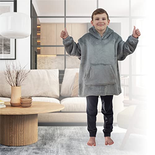 ALLEN & MATE Hoodie Blanket for Kids Adults, Oversized Blanket Hoodie, Warm Dressing Gown, Soft Fleece Hooded Robe, Gifts for Boys Girls Teens Adults