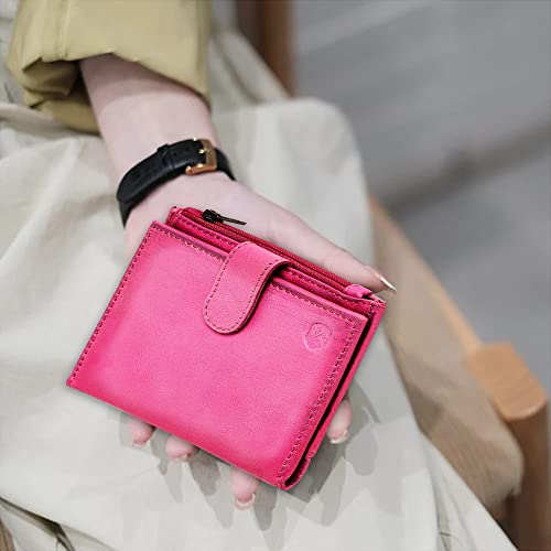 ALLEN & MATE Leather Card Holder Slim Wallet with Zip Coin Pocket, RFID Blocking Minimalist Wallet Credit Card Holder, Holds up to 7 Cards and Bank Notes, with Gift Box