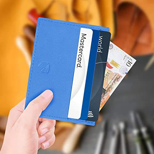 ALLEN & MATE Leather Card Holder Slim Wallet, Minimalist Wallet Credit Card Holder for Men, Women - Holds up to 6 Cards and Bank Notes, with Gift Box