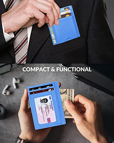 ALLEN & MATE Leather Card Holder Slim Wallet, RFID Blocking Minimalist Wallet Credit Card Holder, Holds Cards and Bank Notes