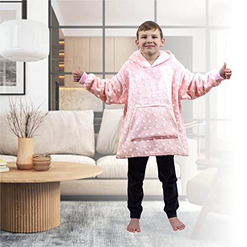 ALLEN & MATE Hoodie Blanket for Kids Adults, Oversized Blanket Hoodie, Warm Dressing Gown, Soft Fleece Hooded Robe, Gifts for Boys Girls Teens Adults