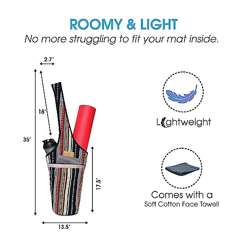 ALLEN & MATE Large Yoga Mat Bag with Side Pocket and Zipper Pocket, Fit Most Size Mats