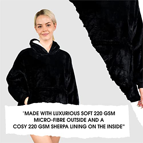 ALLEN & MATE Hoodie Blanket for Kids Adults, Oversized Blanket Hoodie, Warm Dressing Gown, Soft Fleece Hooded Robe, Gifts for Boys Girls Teens Adults